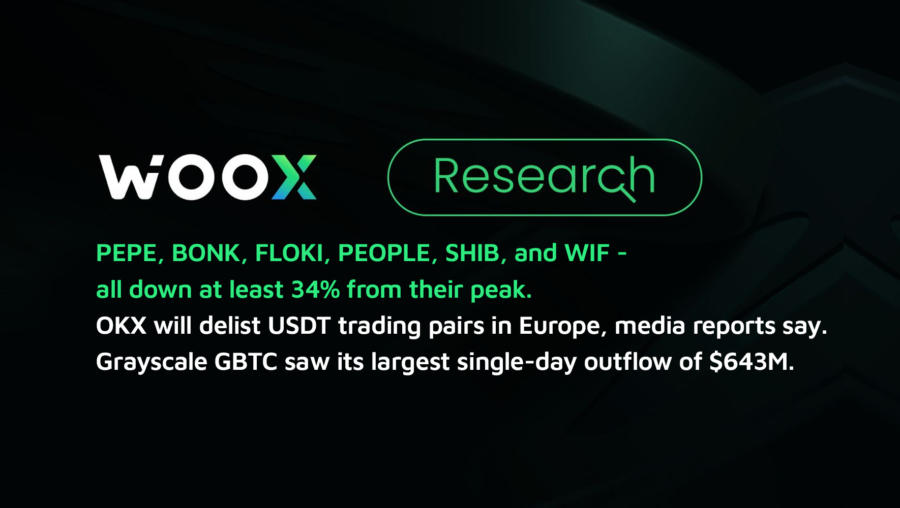 PEPE, BONK, FLOKI, PEOPLE, SHIB, WIF - all down by at least 34% from their  peak