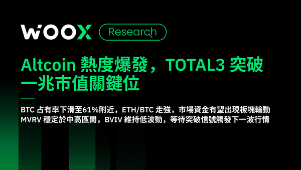 Altcoin 熱度爆發，TOTAL3 突破一兆市值關鍵位