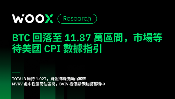 BTC 回落至 11.87 萬區間，市場等待美國 CPI 數據指引